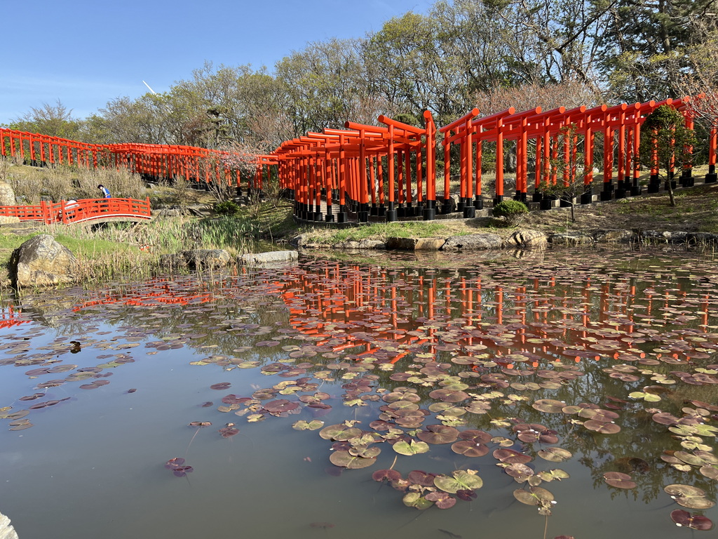 千本鳥居倒映水池